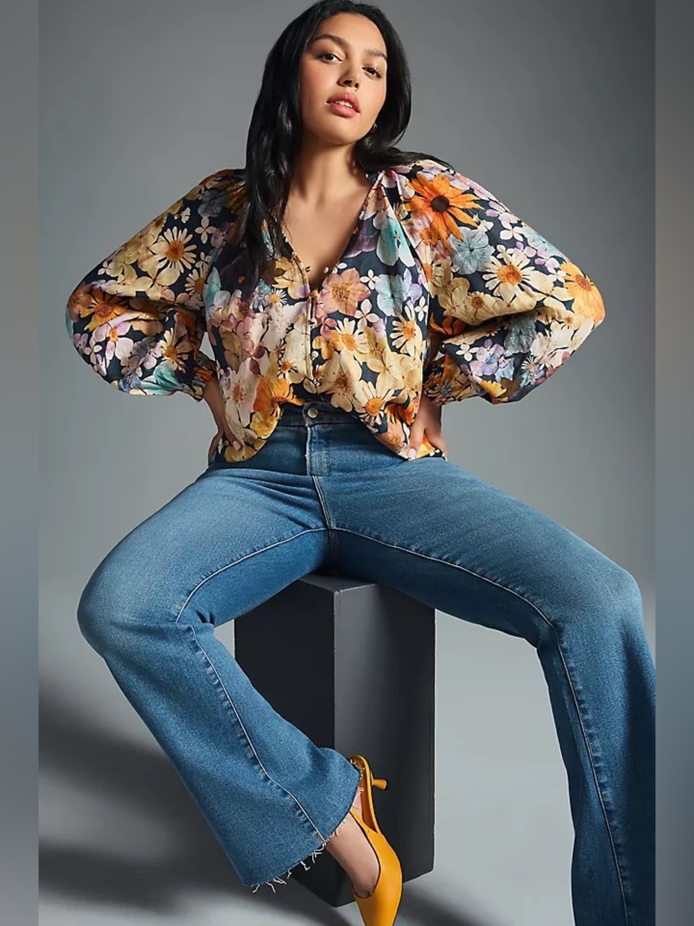 Moxy Collective Multi Floral Linen Blouse
